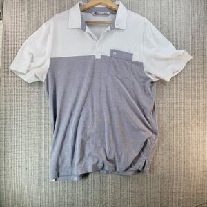 TravisMathew Polo Shirt Mens Large Gray Colorblock Golf Pocket Short Sleeve